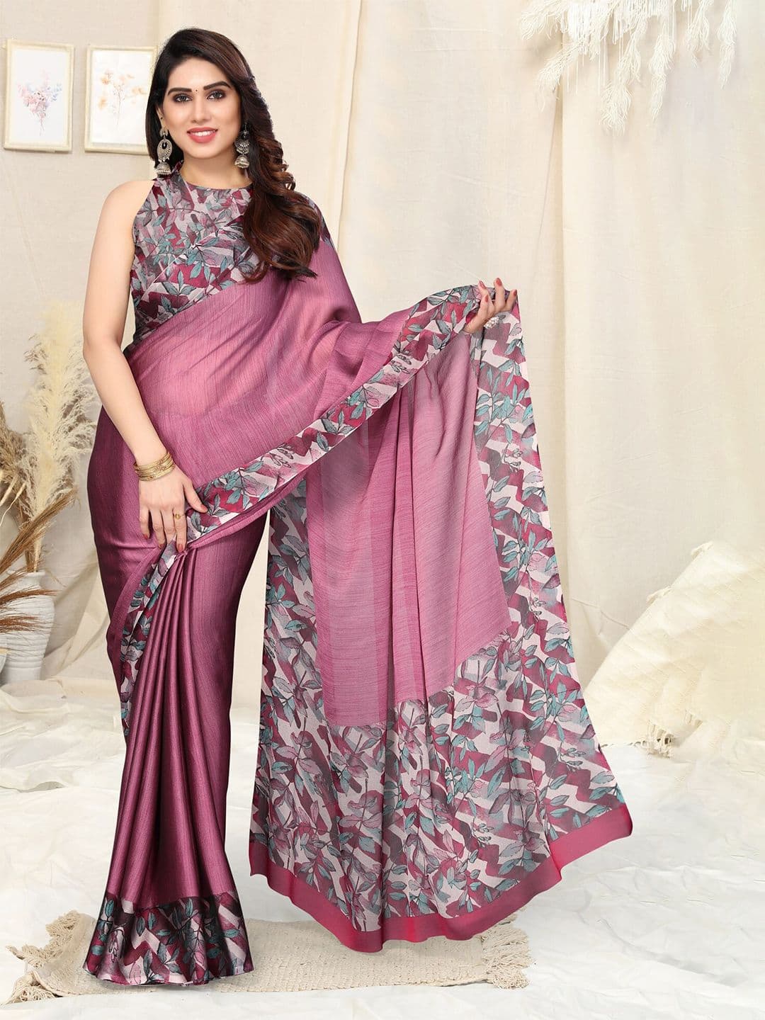 KALINI Floral Printed Chiffon Saree - view 1
