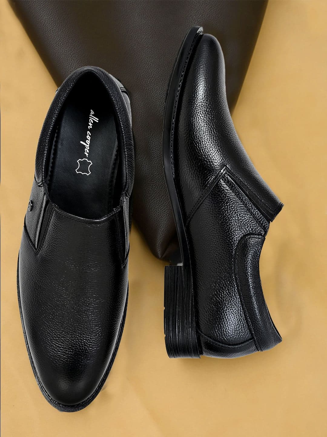 Allen Cooper Men Textured Leather Formal Slip-On Shoes - view 1