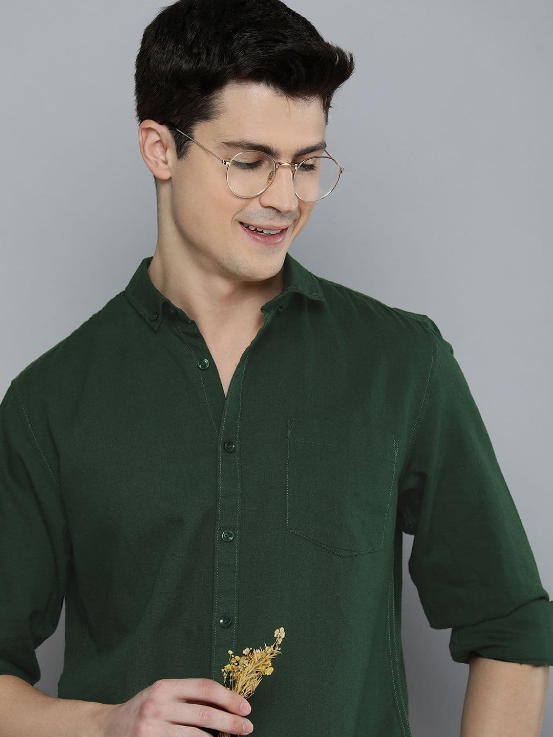 Mast & Harbour Solid Cotton Linen Casual Shirt - view 1