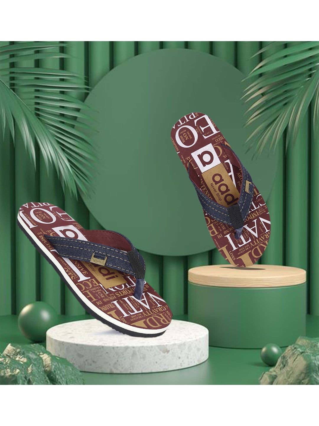 aadi Men Printed Rubber Thong Flip-Flops - view 1