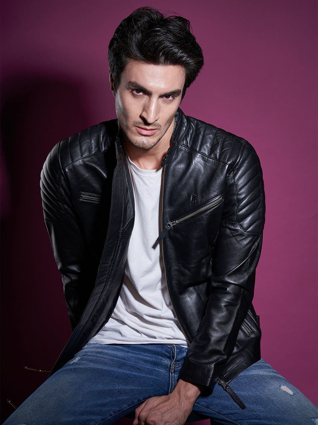 Tortoise Men Leather Biker Jacket - view 1