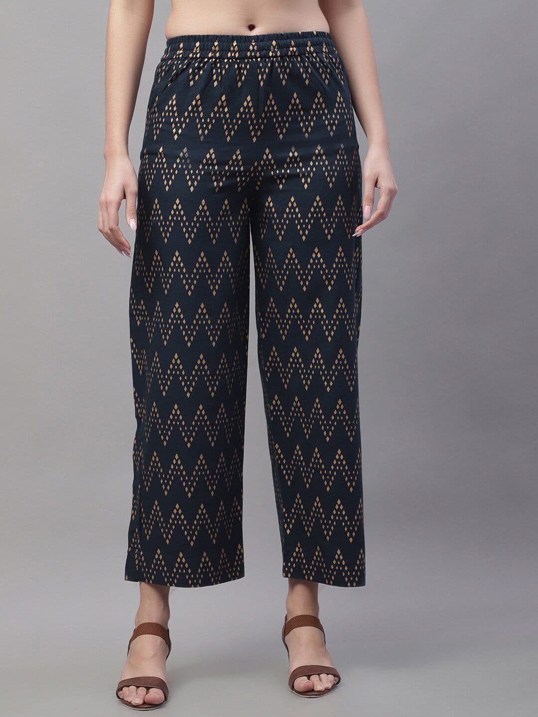 Pistaa Women Ethnic Motifs Printed Cotton Straight Palazzos - view 1