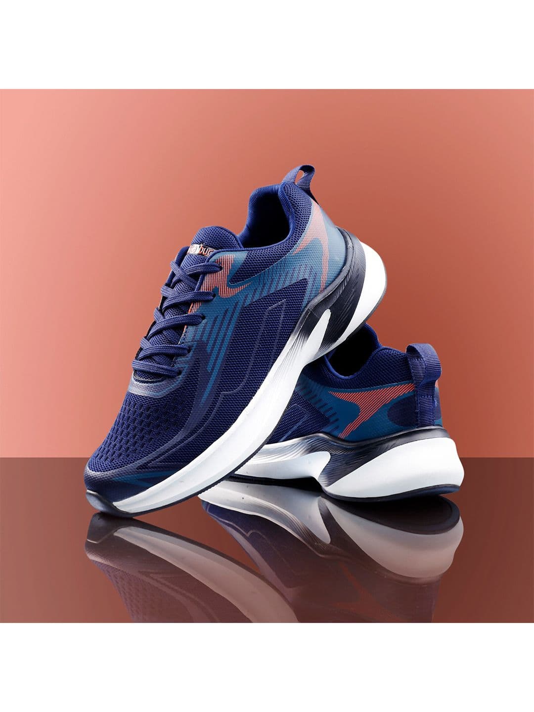 bacca bucci Men Blue Mesh Lace-Up Non-Marking Running Shoes - view 1