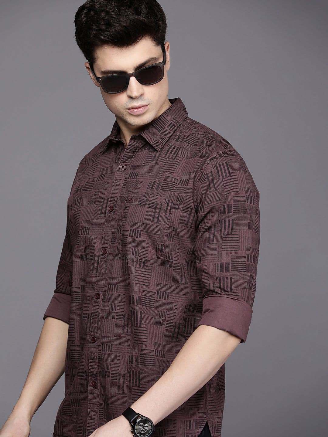 WROGN Men Cotton Slim Fit Opaque Printed Casual Shirt - view 1