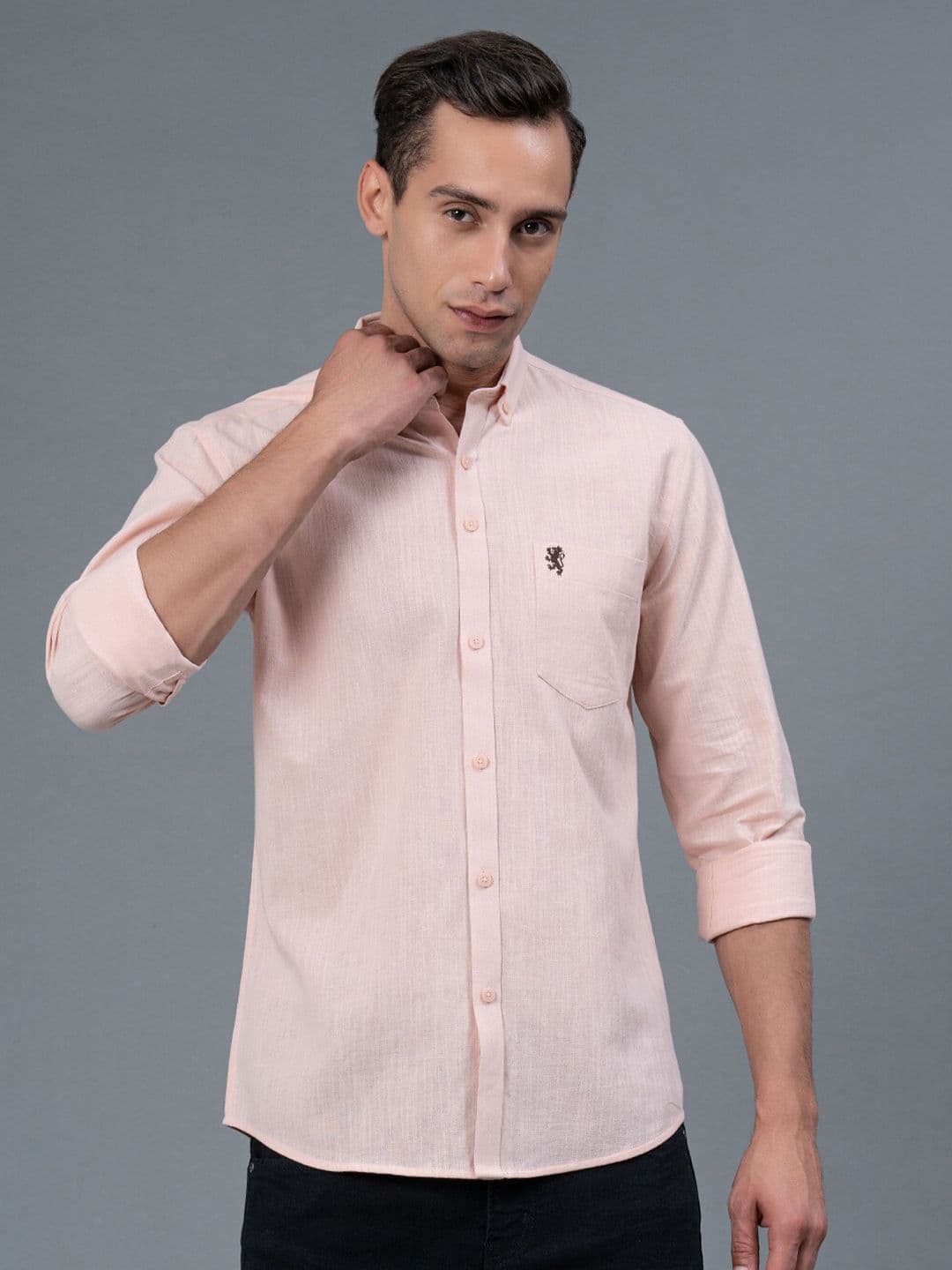 Red Tape Spread Collar Cotton Linen Casual Shirt - view 1
