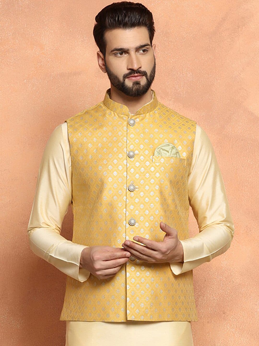 KISAH Woven Design Nehru Jackets - view 1
