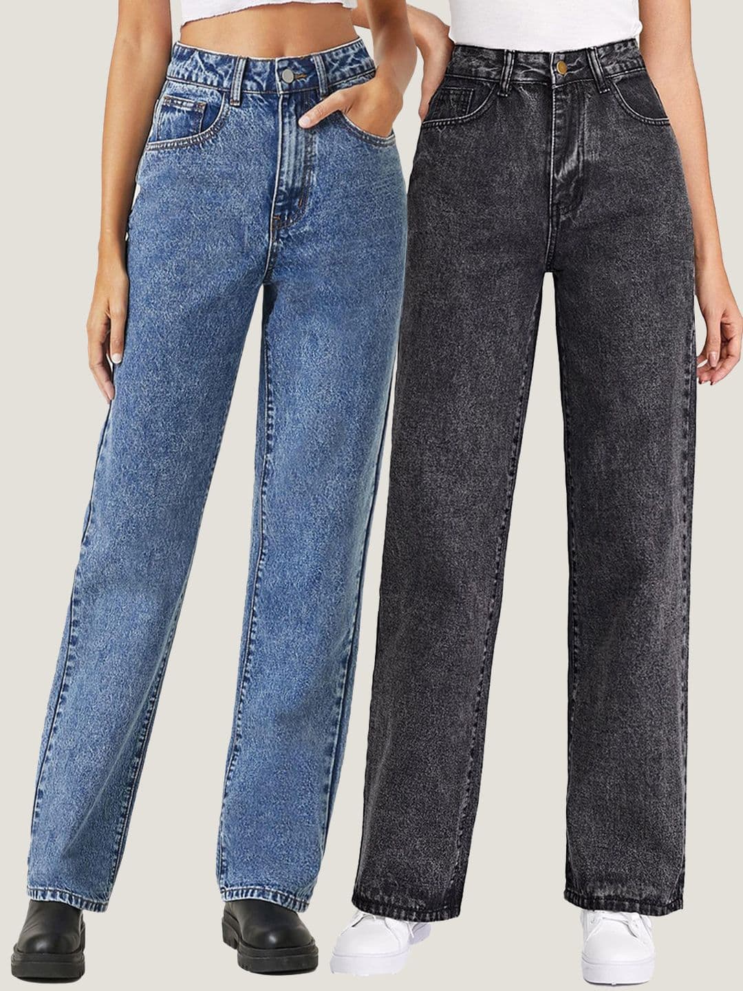 Kotty Women Pack Of 2 Straight Fit High-Rise Stretchable Jeans - view 1