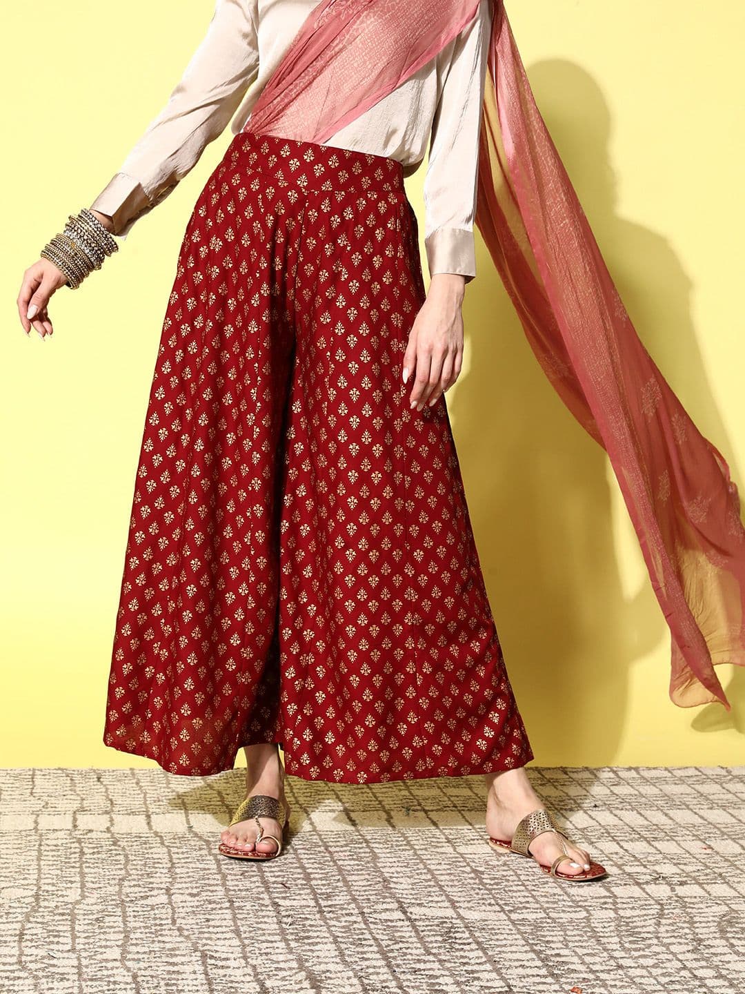 Juniper Ethnic Motifs Printed Ethnic Palazzos - view 1