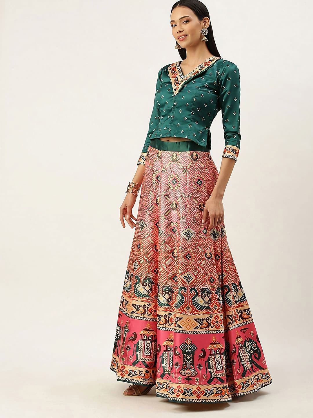 Kaizen TEXO FAB Bandhani Printed Semi-Stitched Lehenga Choli - view 1