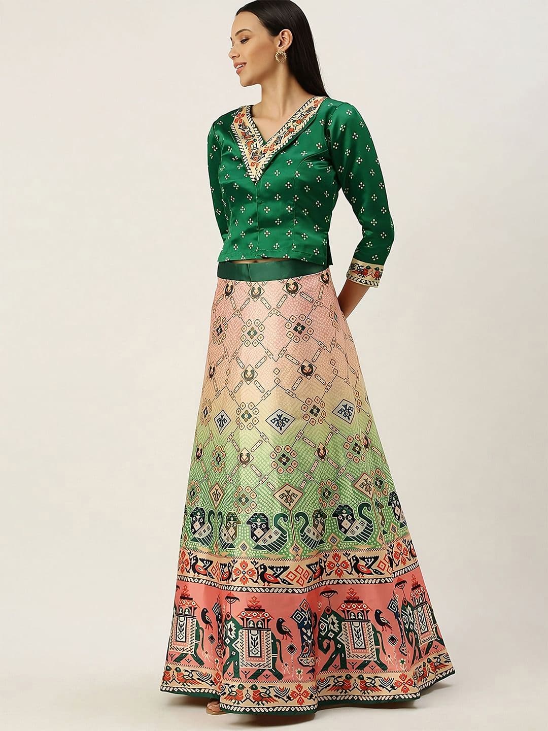 Kaizen TEXO FAB Ethnic Motif Printed Semi-Stitched Lehenga Choli - view 1