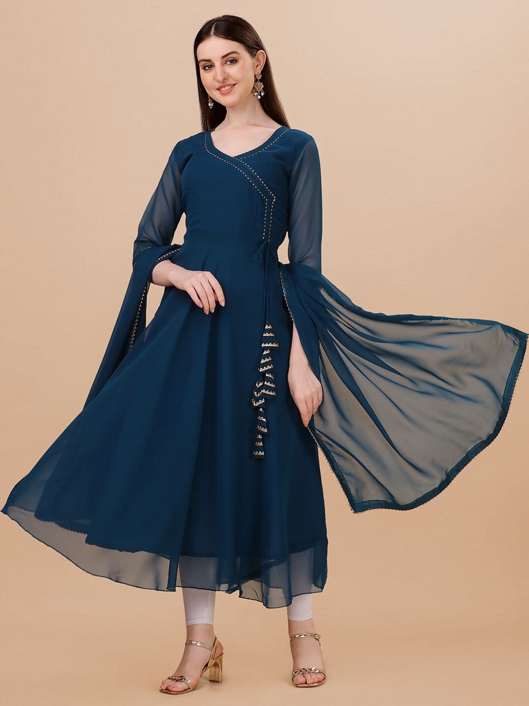 PMD Fashion Gotta Patti Georgette Anarkali Kurta With Dupatta - view 1