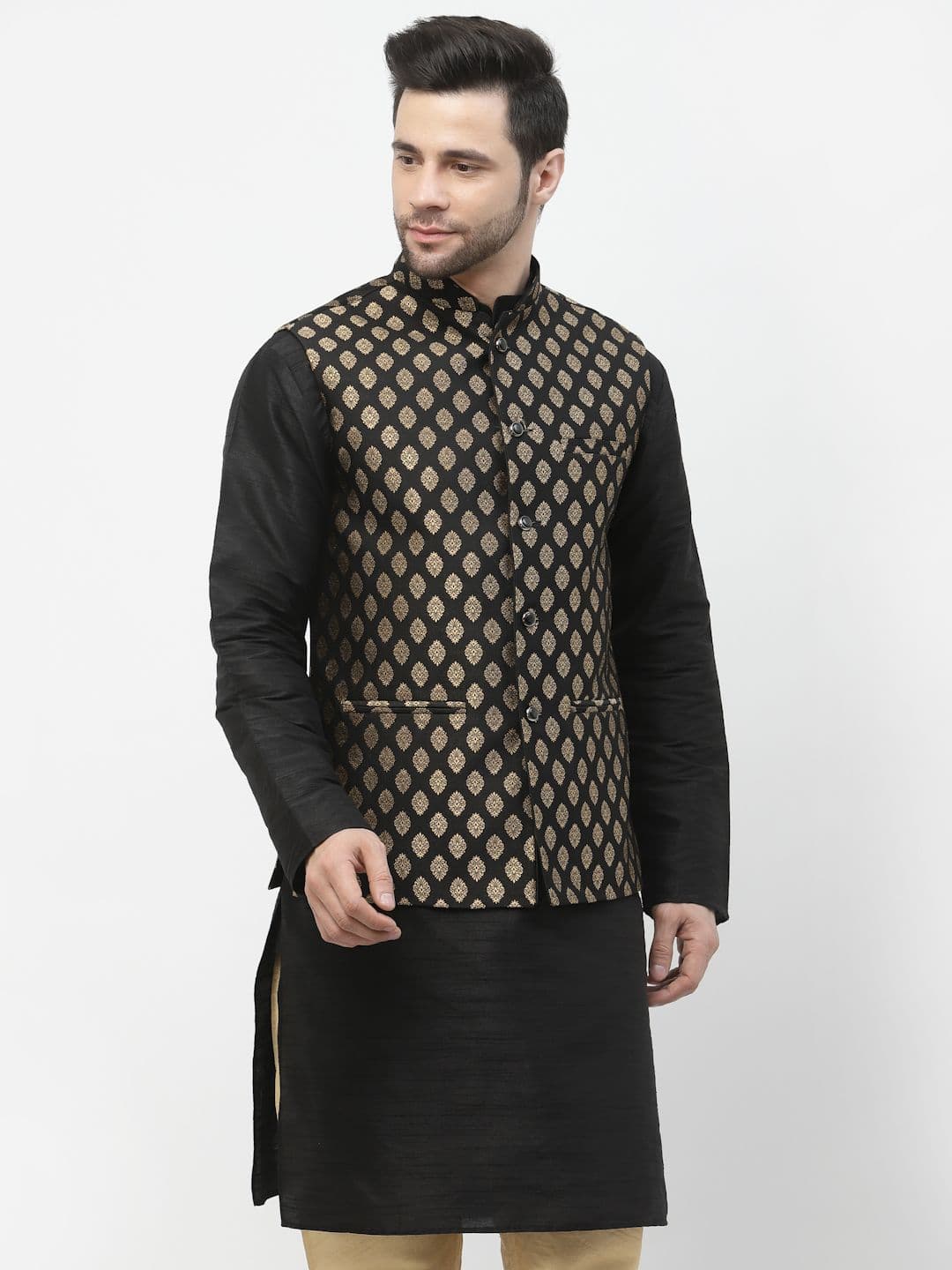 Badoliya & Sons Men Woven Design Nehru Jacket - view 1