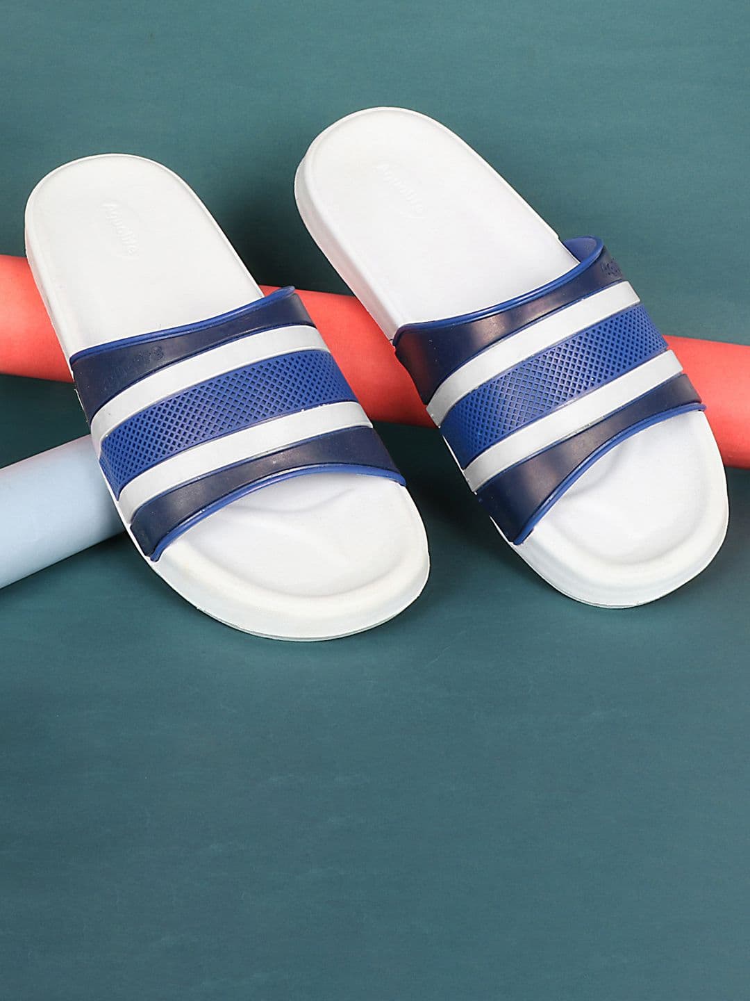 Aqualite Men Striped Synthetic Sliders - view 1