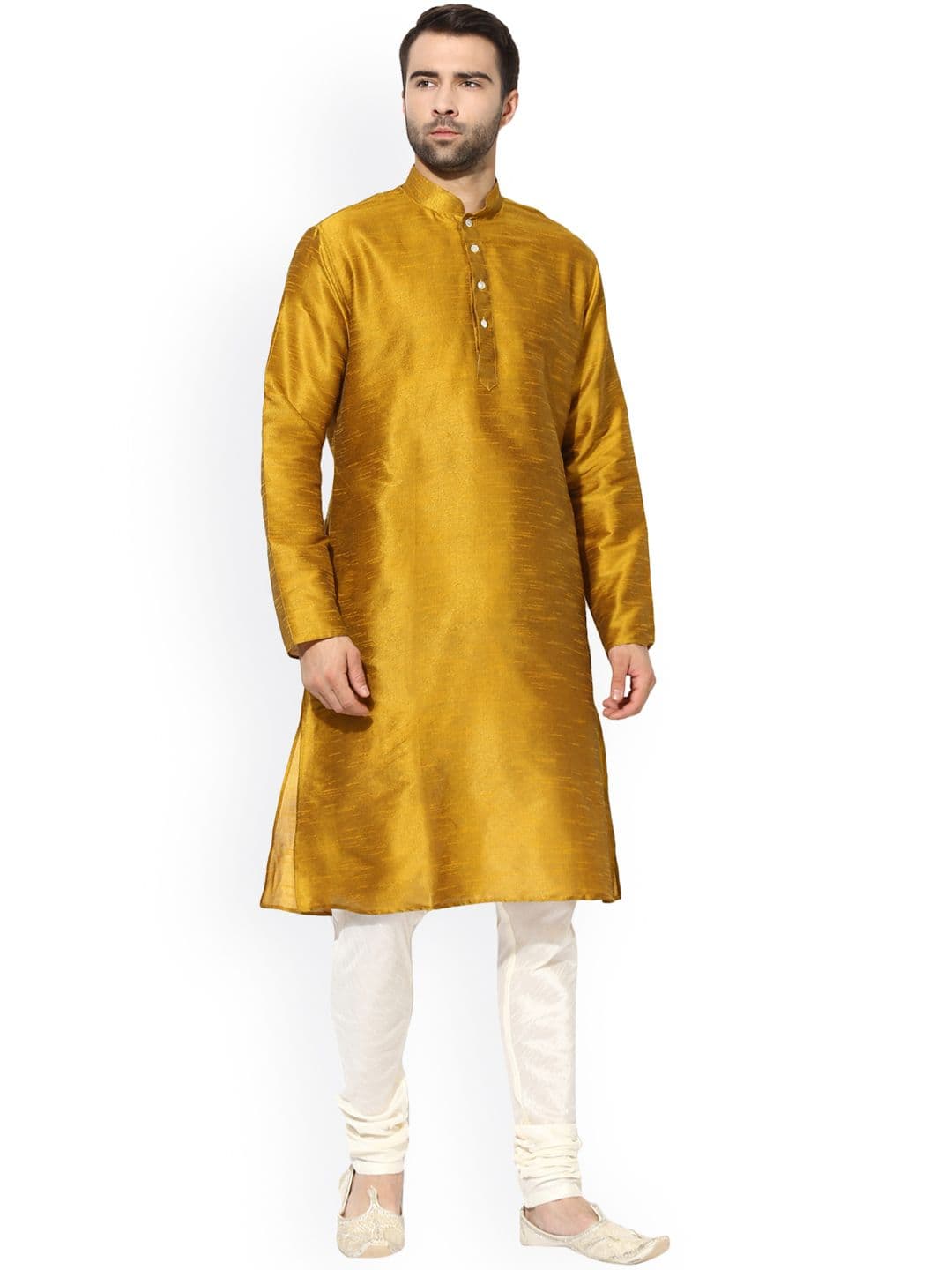 KISAH Men Yellow Solid A-Line Kurta - view 1