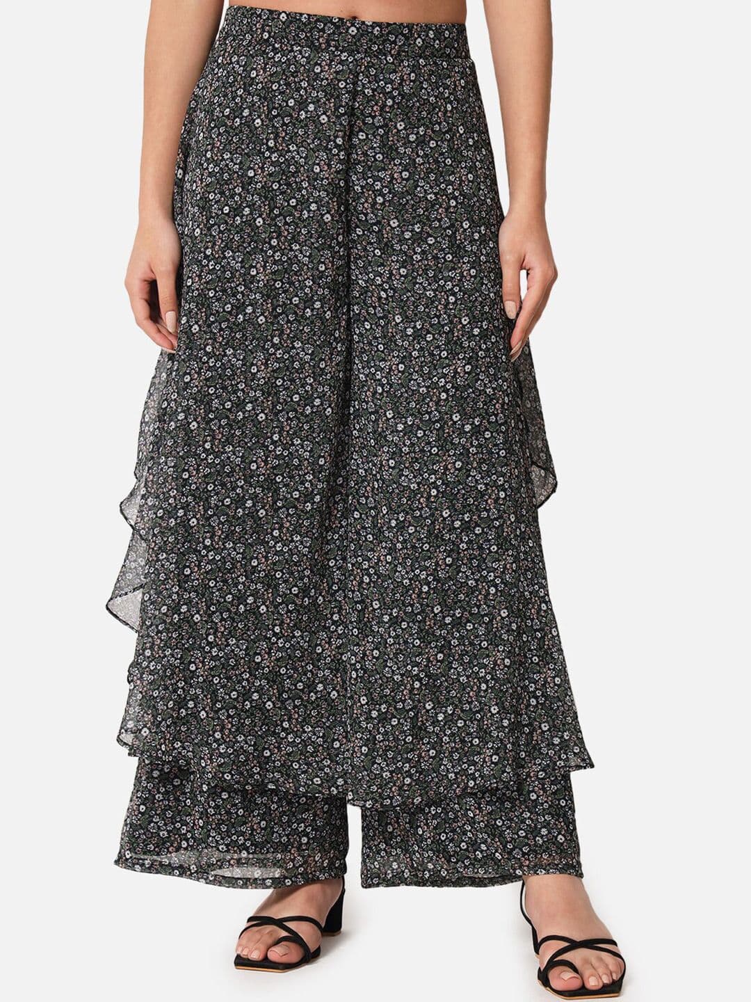 ALL WAYS YOU Floral Printed Flared Georgette Palazzos - view 1