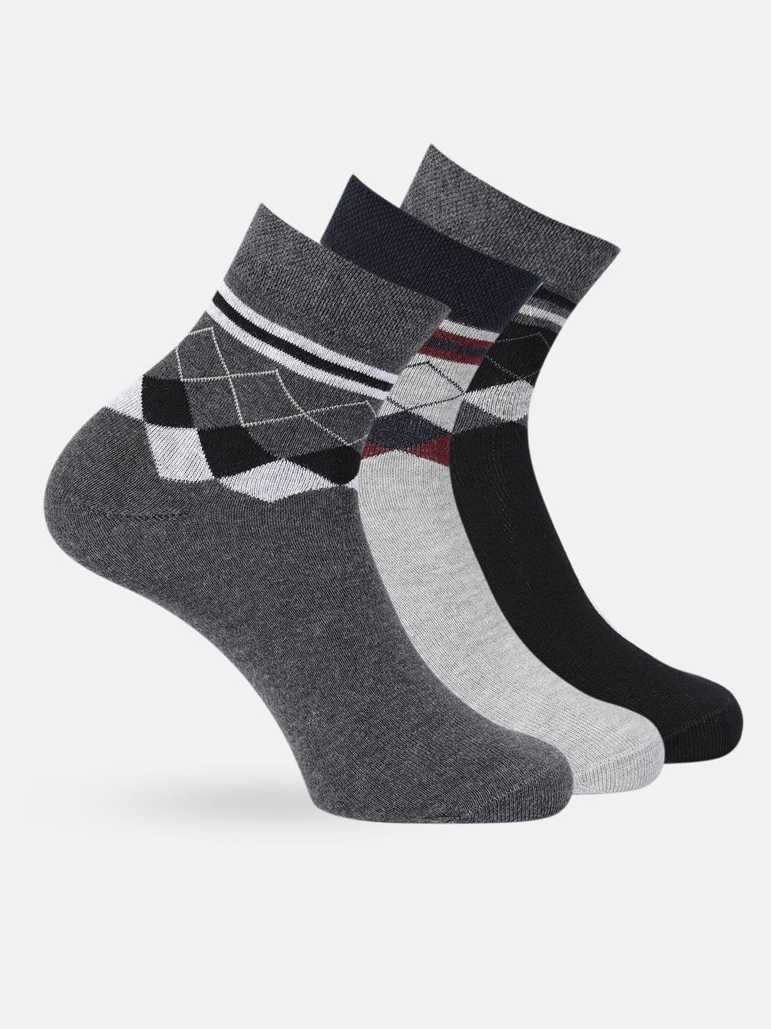 Mast & Harbour Men Set of 3 Patterned Above Cotton Ankle Length Socks - view 1