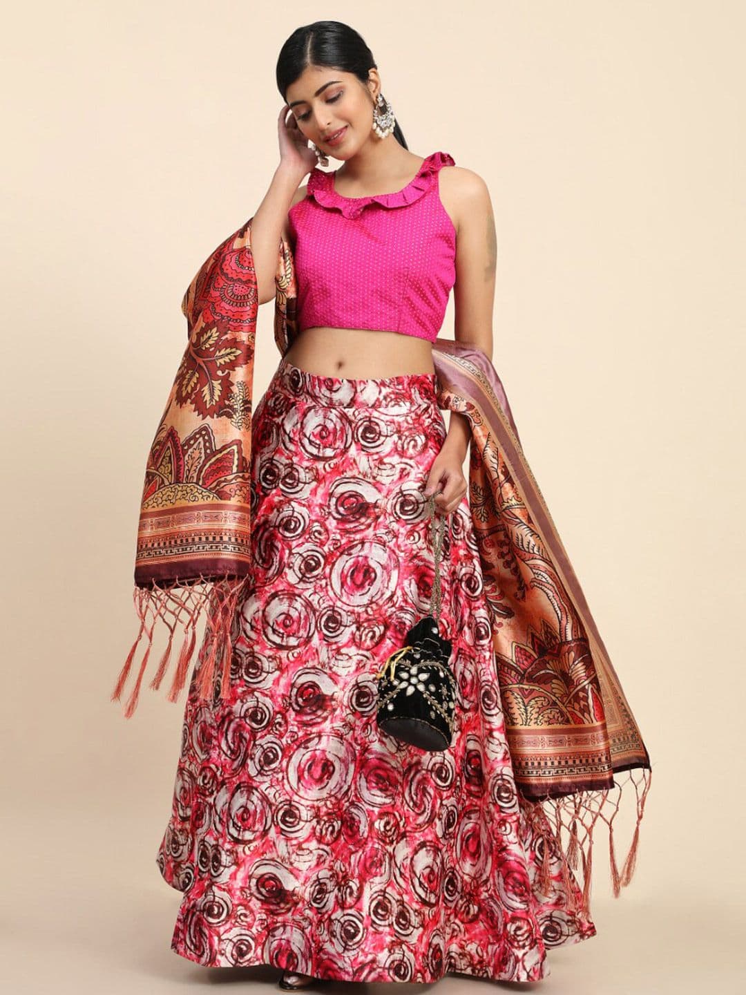 Kaizen TEXO FAB Digital Printed Semi-Stitched Lehenga & Unstitched Blouse With Dupatta - view 1
