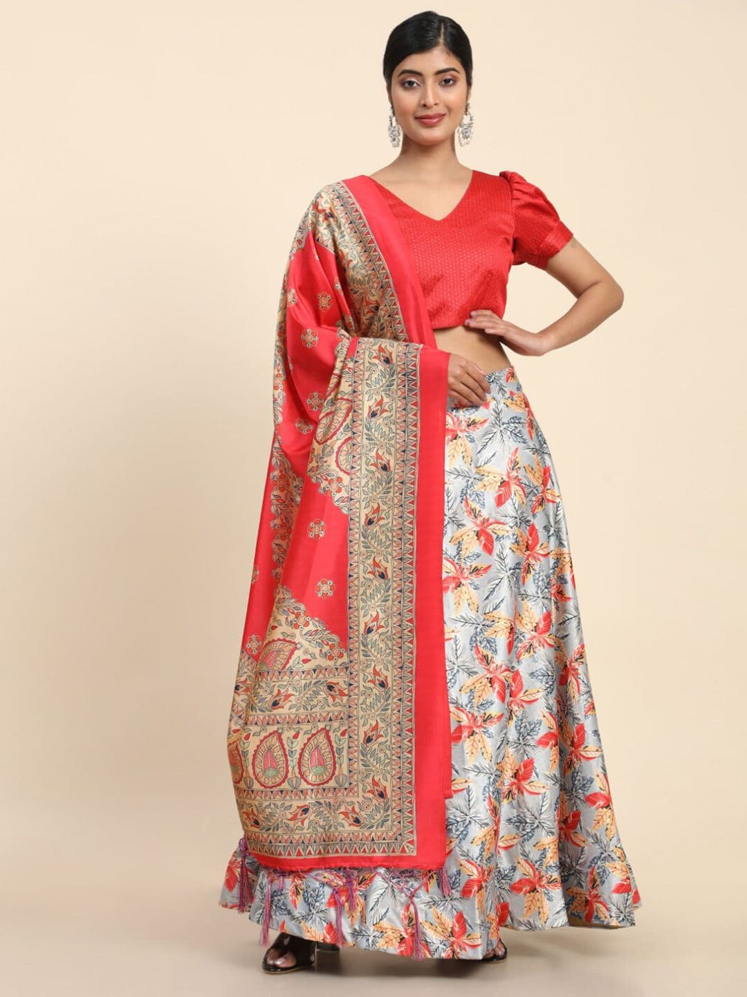 Kaizen TEXO FAB Digital Printed Semi-Stitched Lehenga & Unstitched Blouse With Dupatta - view 1