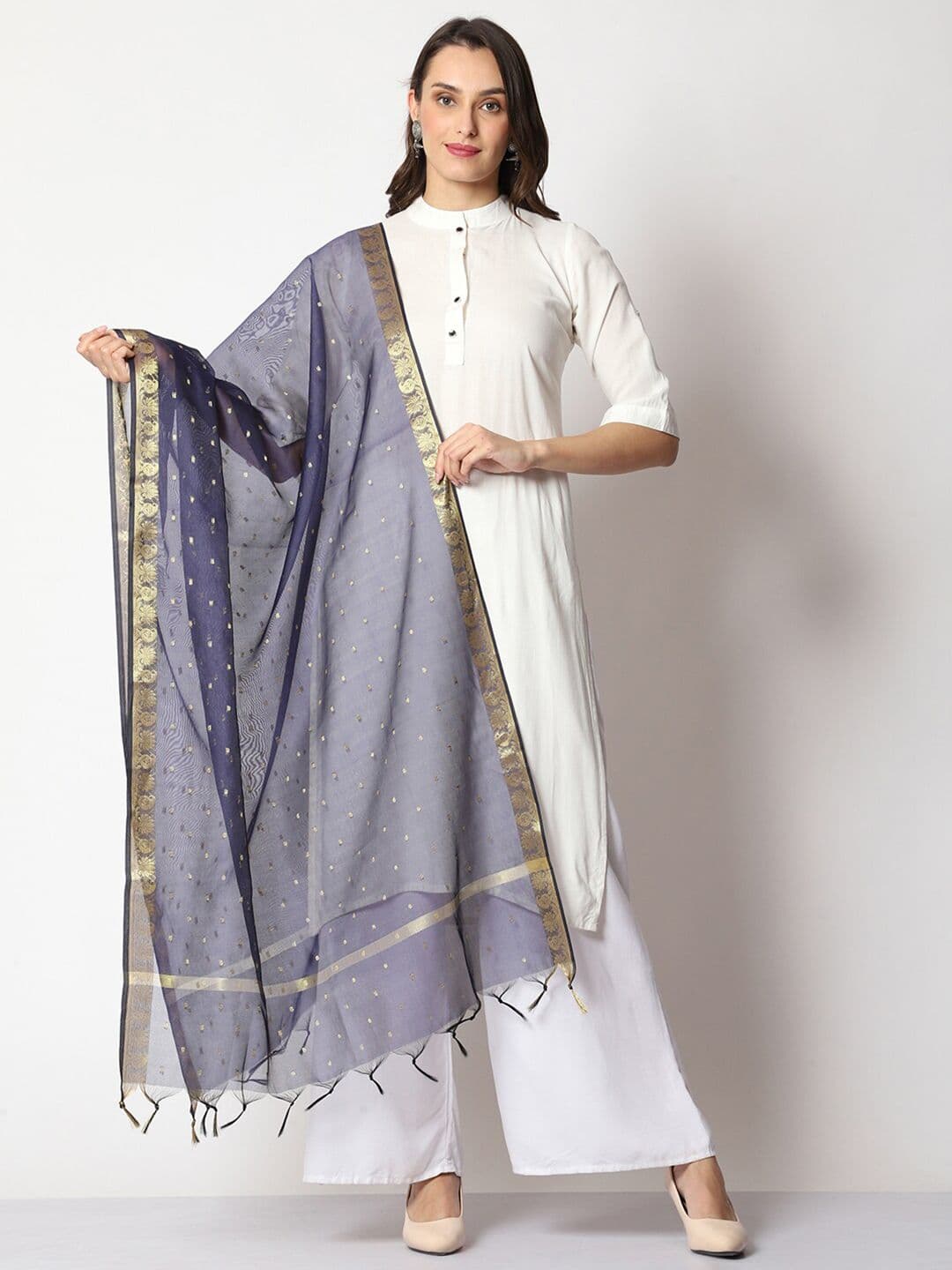 WEAVERS VILLA Woven Design Cotton Silk Dupatta with Zari - view 1