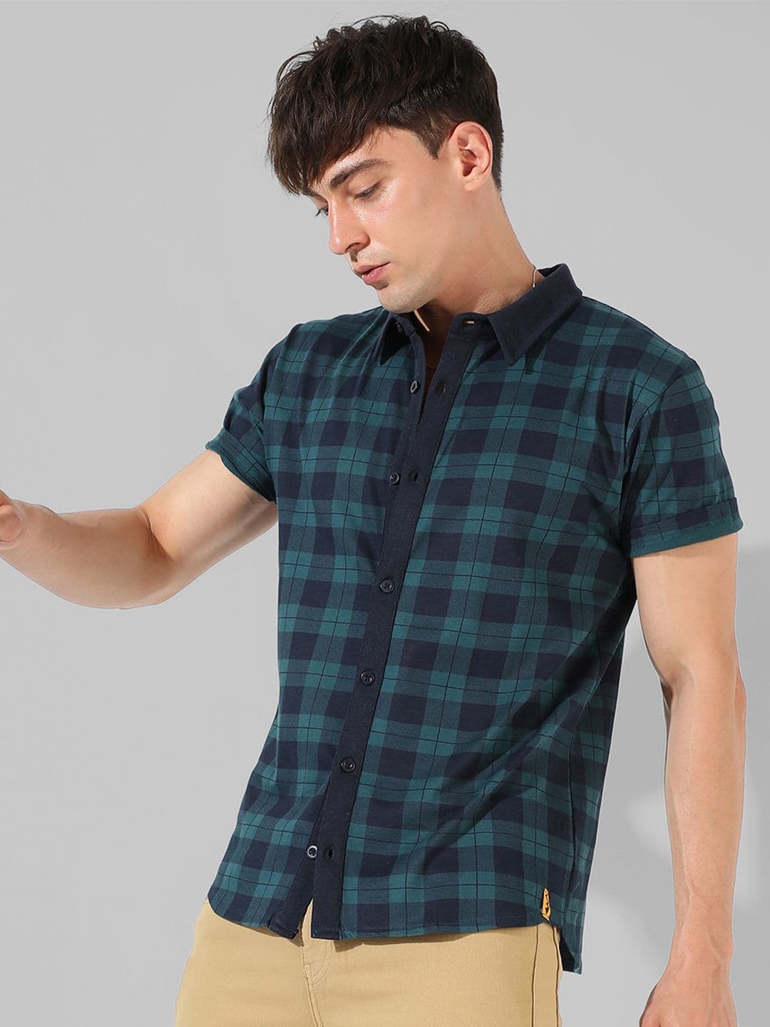 CAHOOT Classic Buffalo Checked Spread Collar Cotton Casual Shirt - view 1