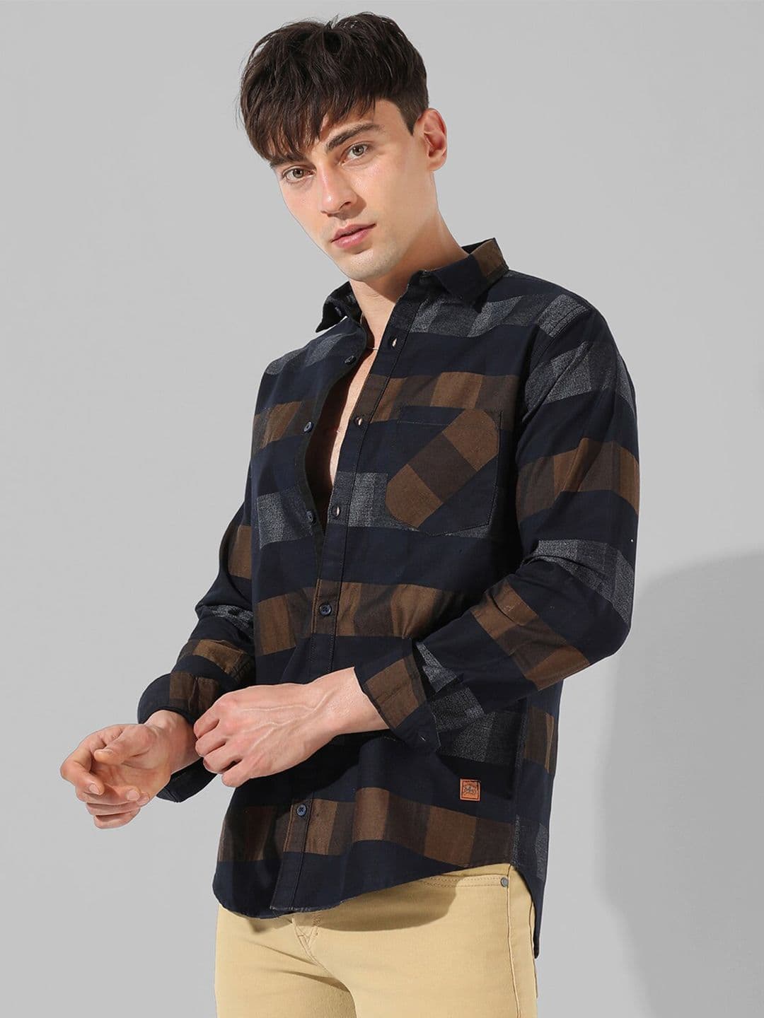 CAHOOT Buffalo Checked Spread Collar Cotton Classic Casual Shirt - view 1