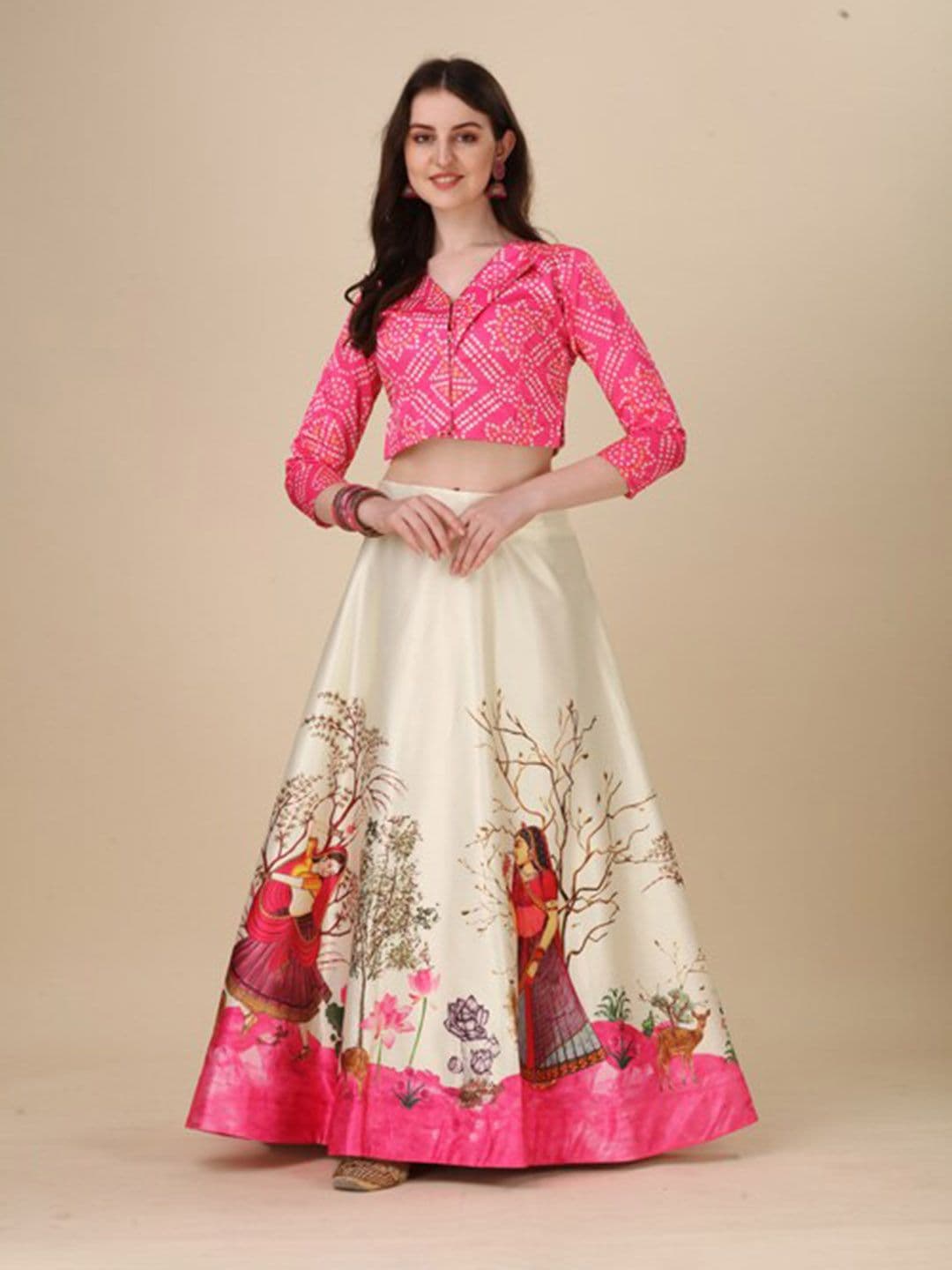 Kaizen TEXO FAB Printed Semi-Stitched Lehenga & Unstitched - view 1