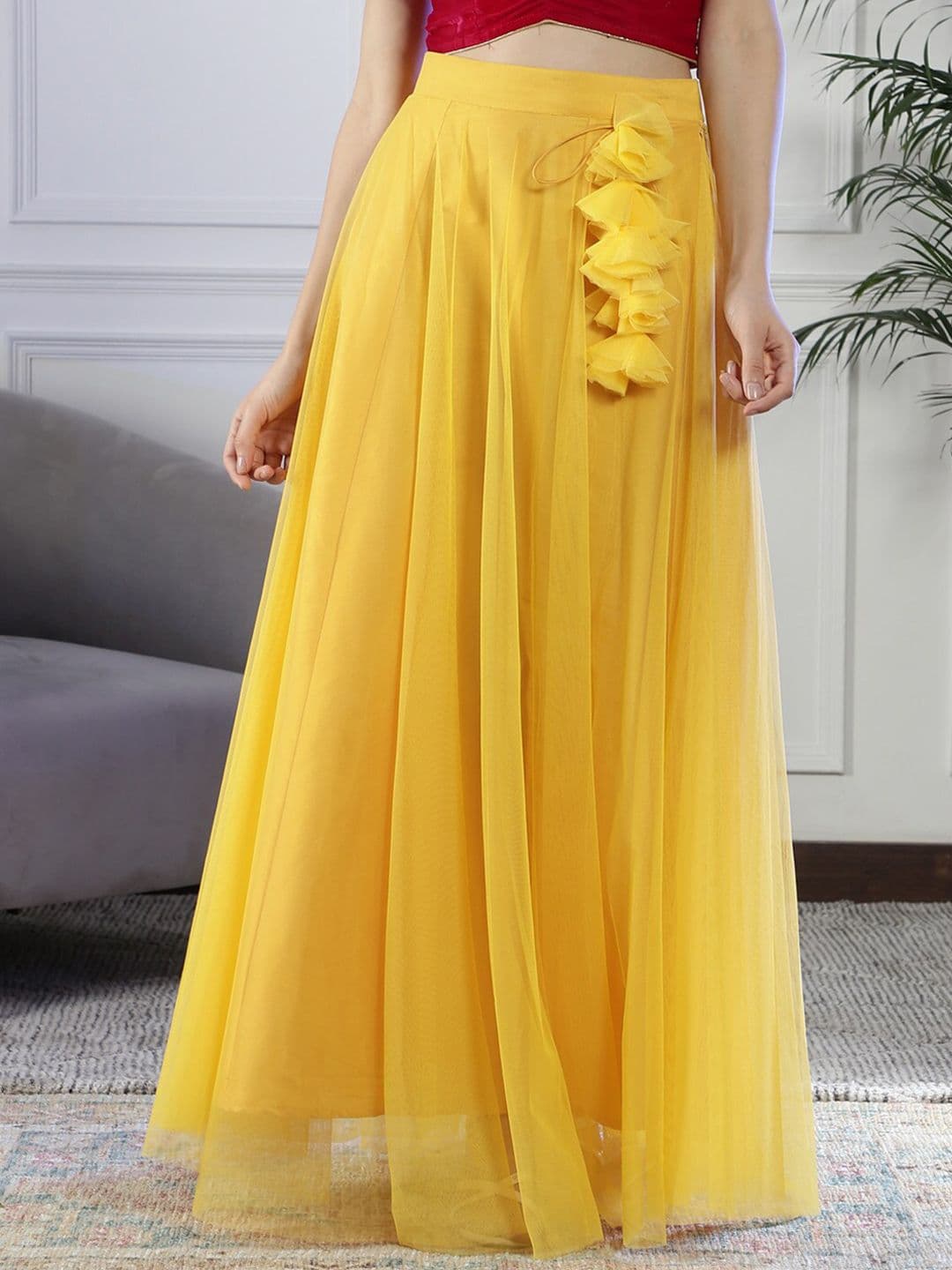 NEUDIS Soft Net Flared Maxi Lehenga Skirt - view 1
