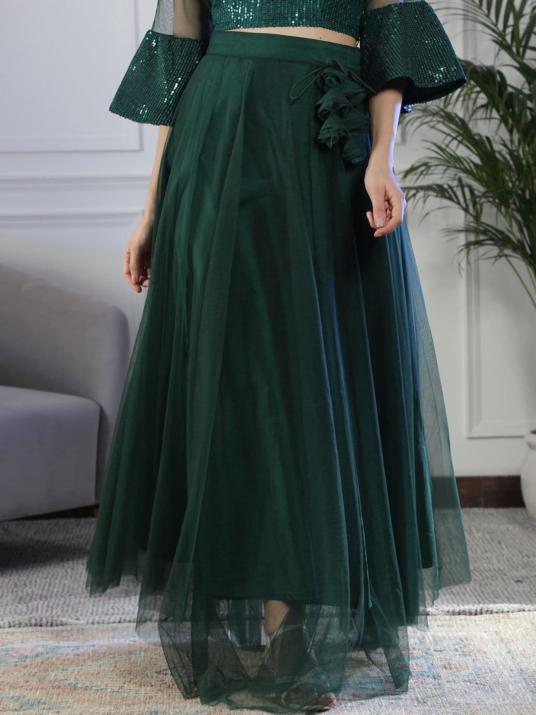 NEUDIS Soft Net Flared Maxi Lehenga Skirt - view 1