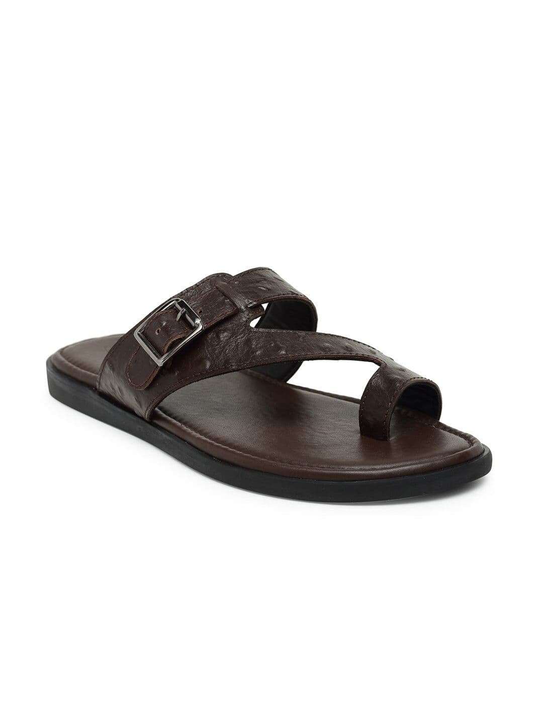 BEAVER Men Open One Toe Textured Leather Comfort Sandals With Buckle Detail - view 1