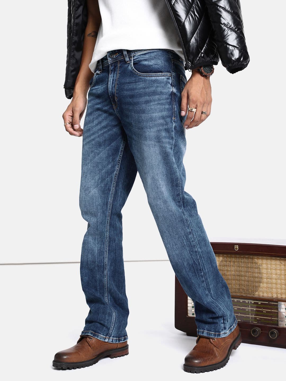 The Roadster Life Co. Men Bootcut Light Fade Stretchable Casual Jeans - view 1