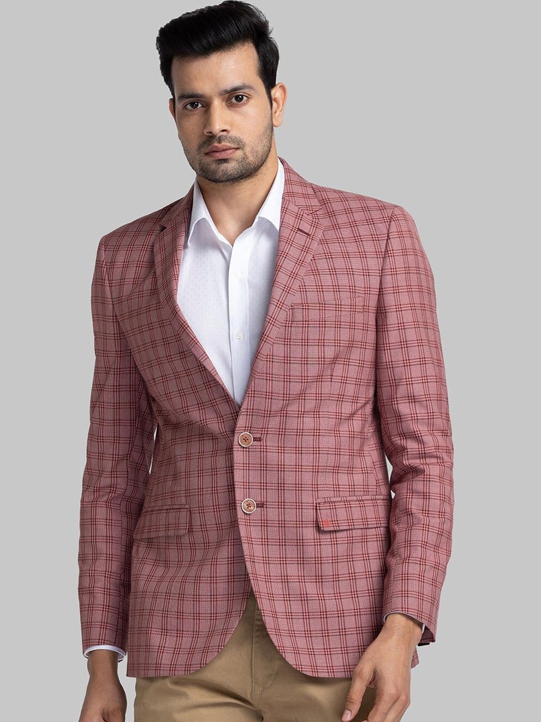 Raymond Checked Contemporary Fit Single-Breasted Blazer - view 1