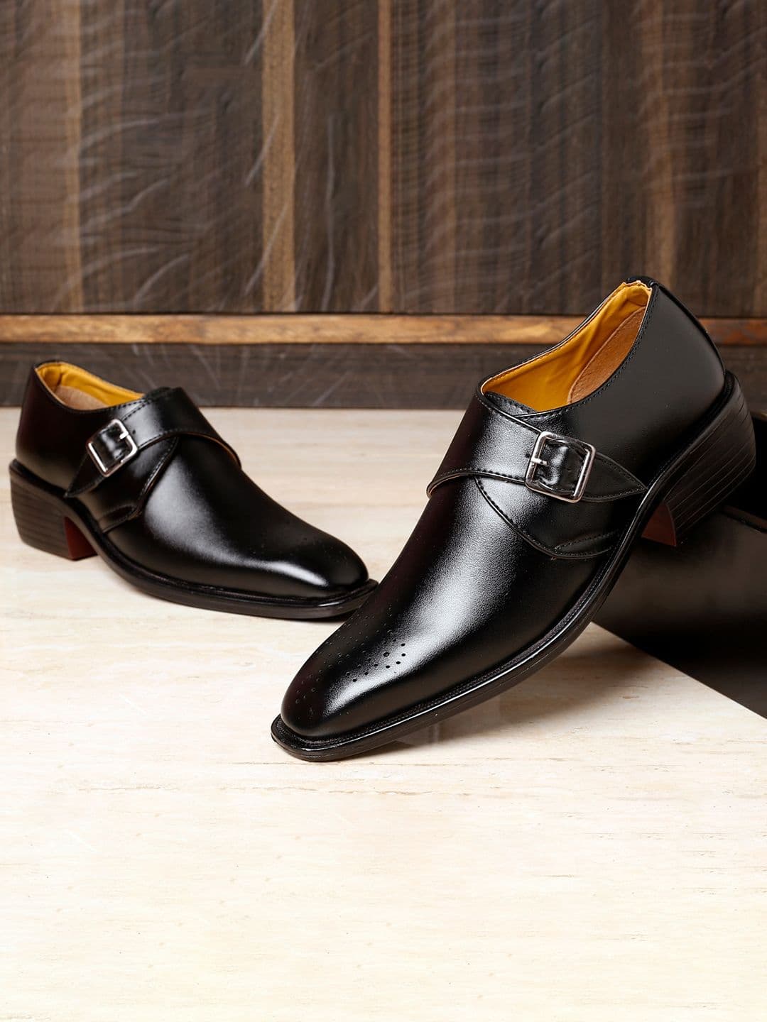 Bxxy Men Textured Perforated Height increasing Formal Monk Shoes - view 1