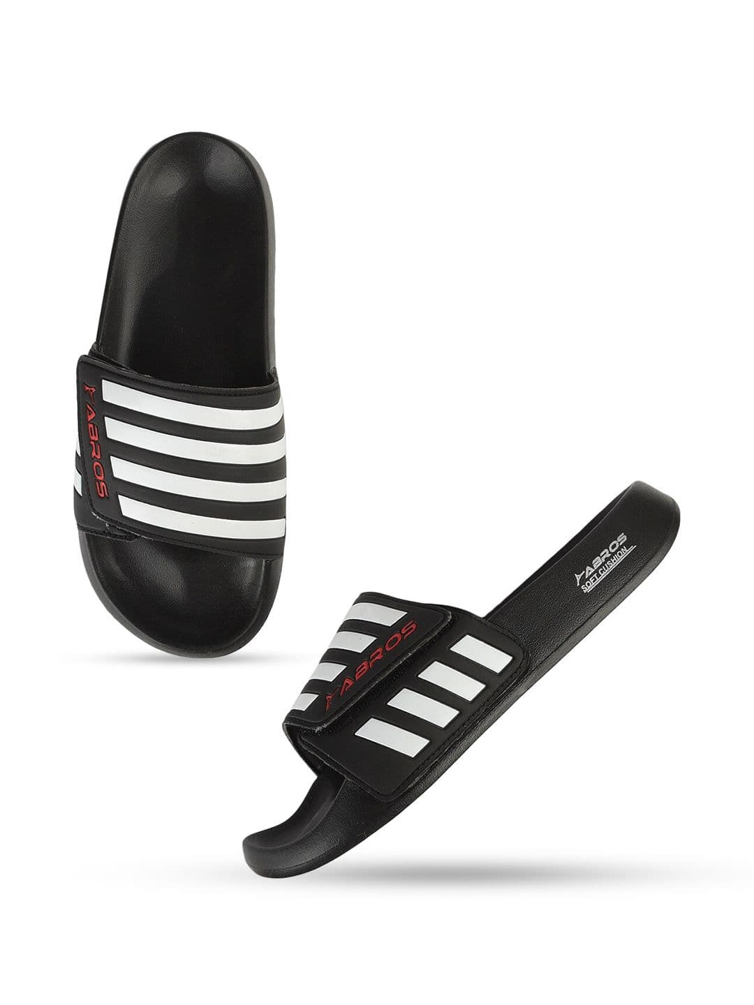 ABROS Men Striped Rubber Sliders - view 1