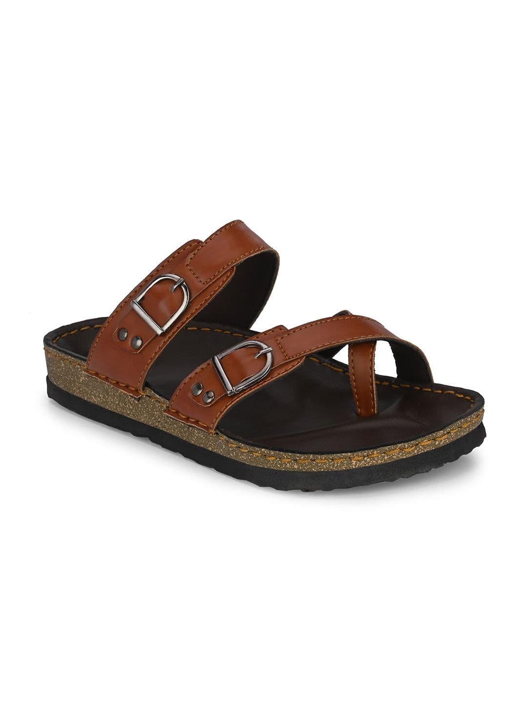 Eego Italy Men Open One Toe Comfort Sandals With Buckle Detail - view 1