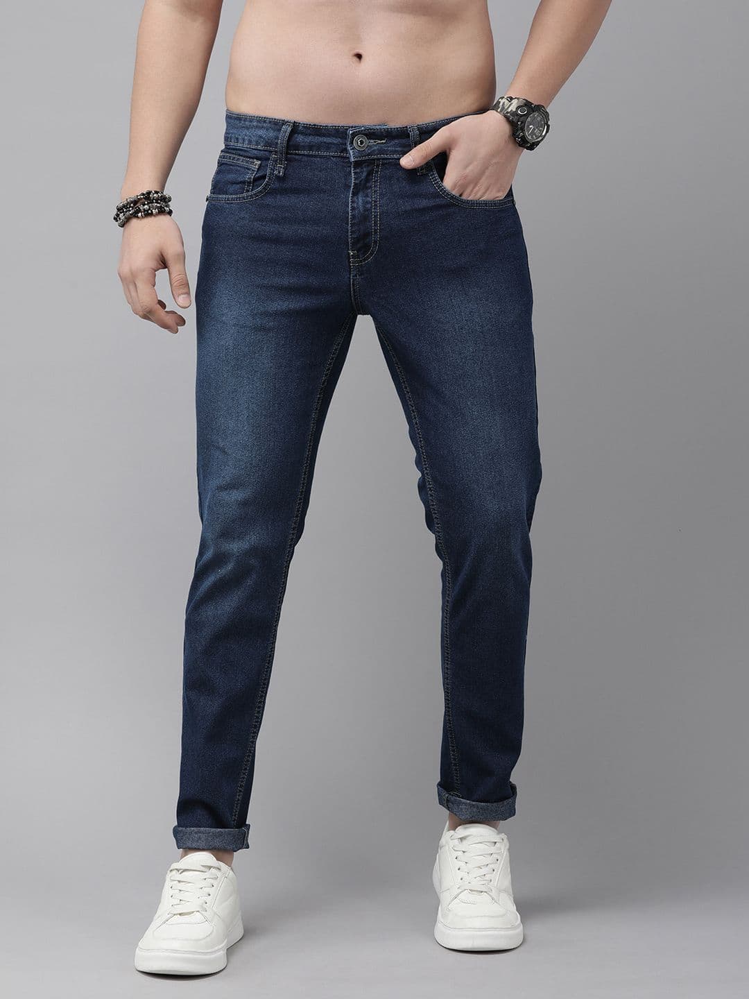 The Roadster Lifestyle Co. Men Slim Fit Light Fade Stretchable Jeans