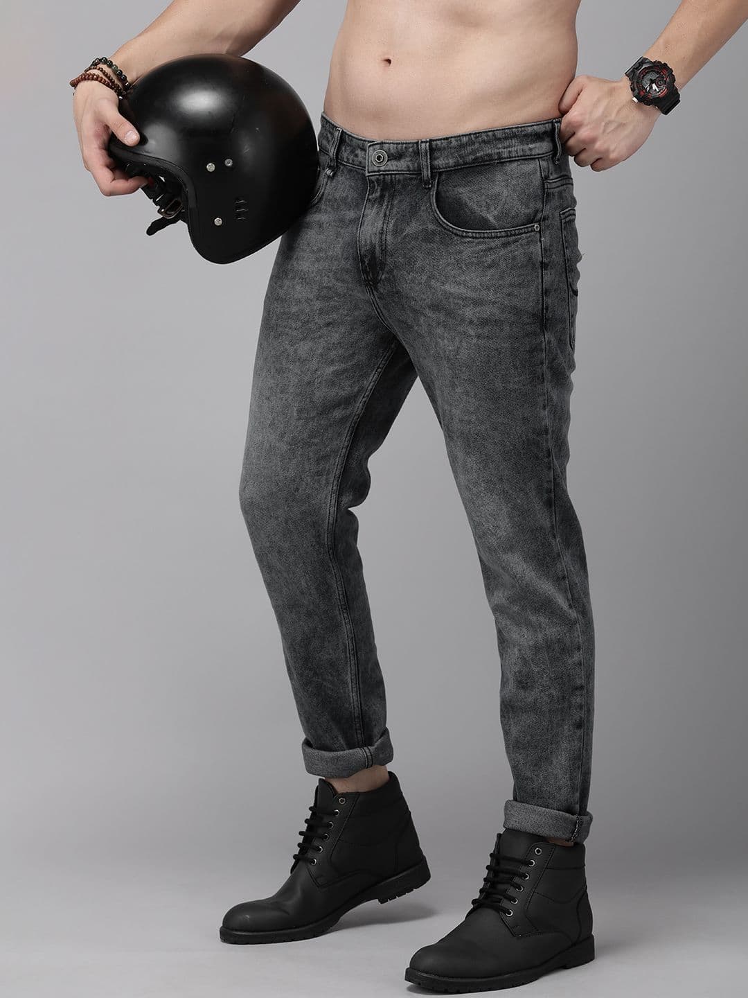 The Roadster Life Co. Men Slim Fit Acid Wash Stretchable Jeans - view 1