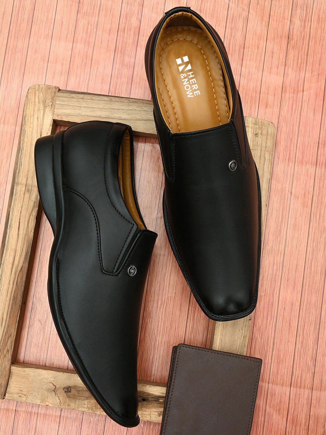 HERE&NOW Men Black Formal Slip-On Shoes - view 1