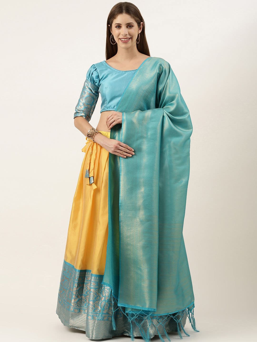 Fabcartz Semi-Stitched Lehenga & Unstitched Blouse With Dupatta - view 1