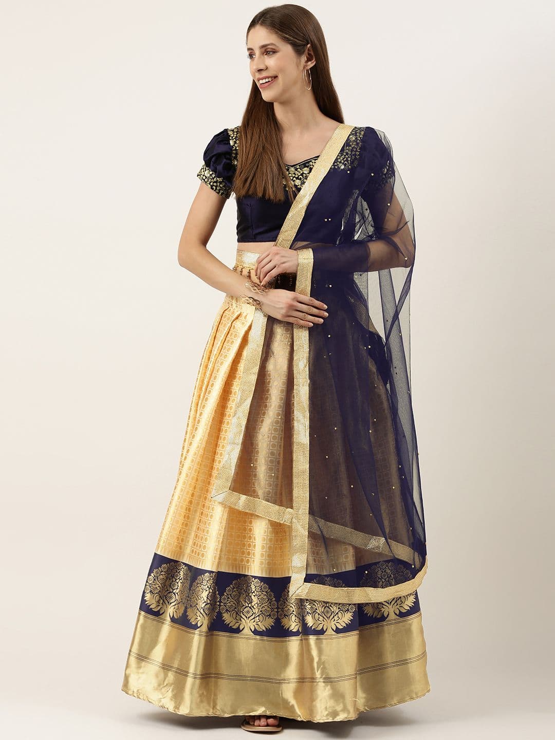 Fabcartz Semi-Stitched Lehenga & Unstitched Blouse With Dupatta - view 1