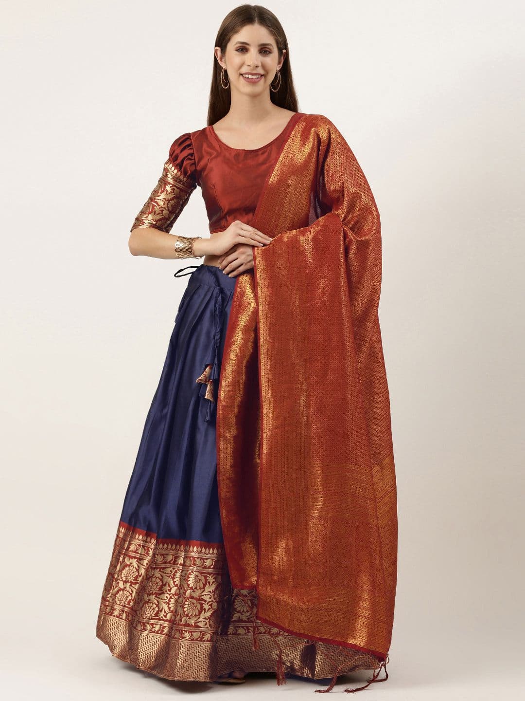 Fabcartz Semi-Stitched Lehenga & Unstitched Blouse With Dupatta - view 1
