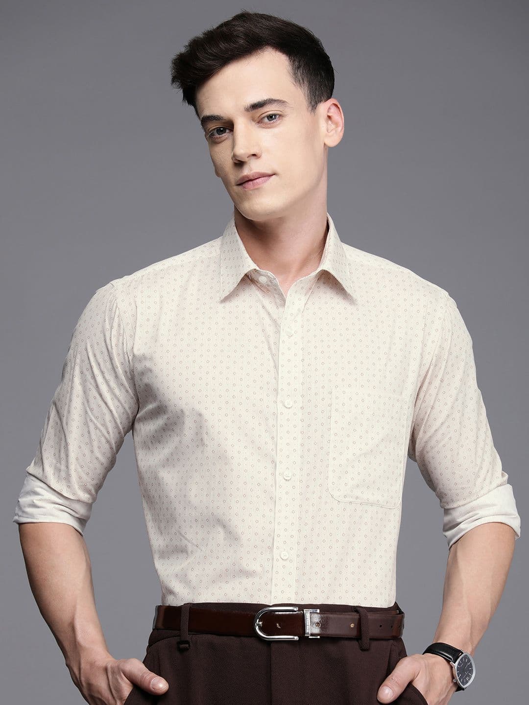 Raymond Slim Fit Striped Pure Cotton Formal Shirt - view 1