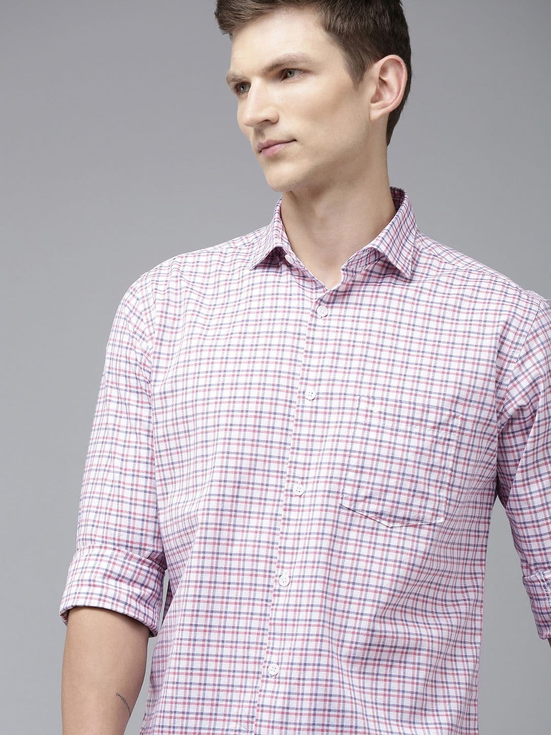Park Avenue Pure Cotton Slim Fit Checked Casual Shirt - view 1