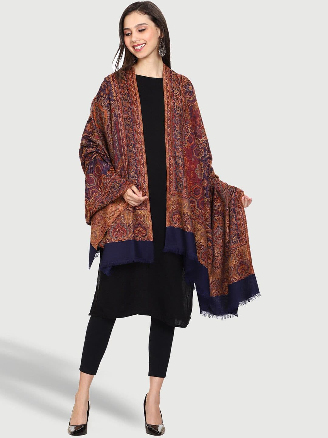 SWI Stylish Women Paisley Woven-Design Woolen Shawl - view 1