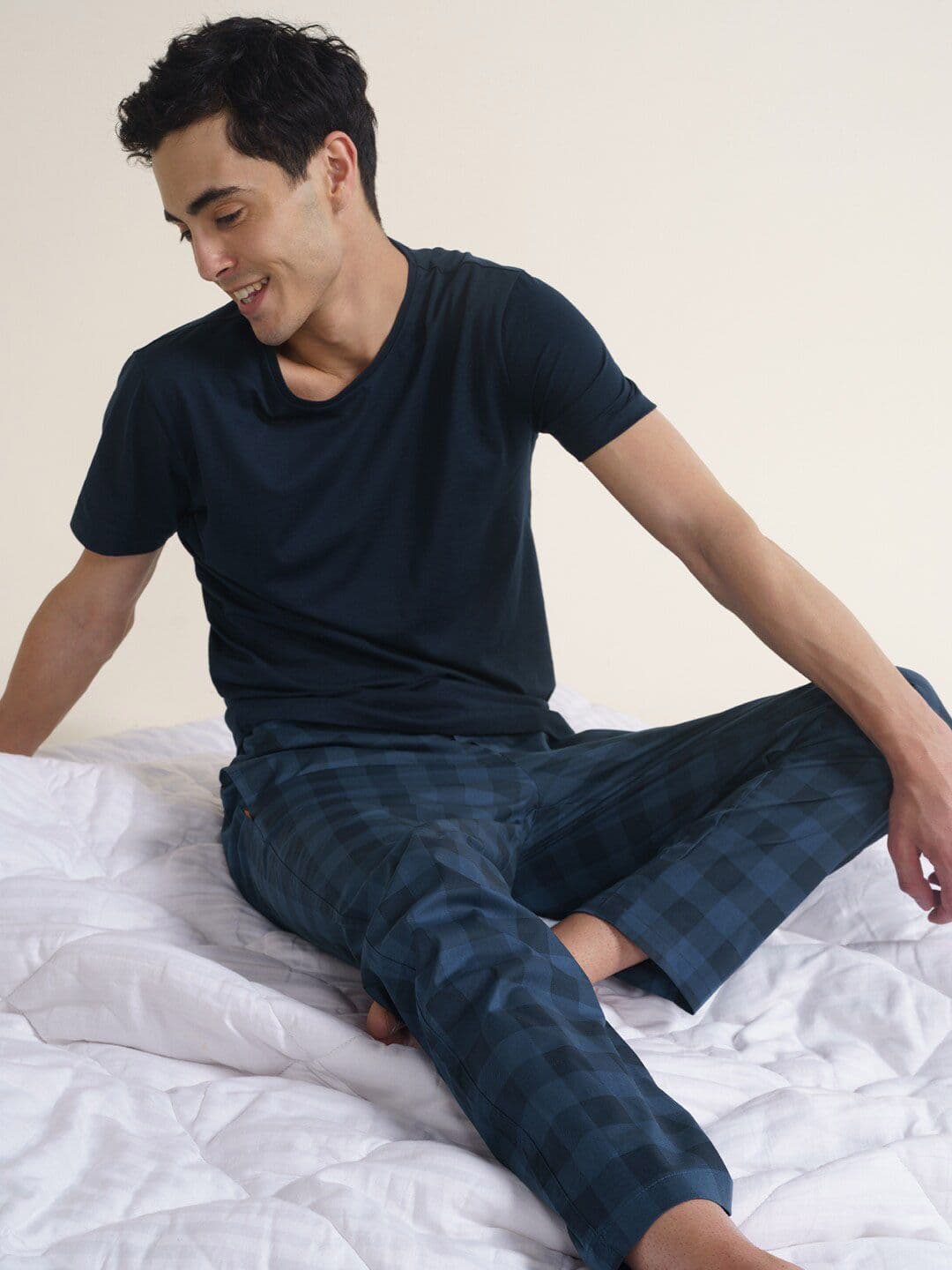 DAMENSCH Men Printed Stretch Tapered Cotton Lounge Pants - view 1