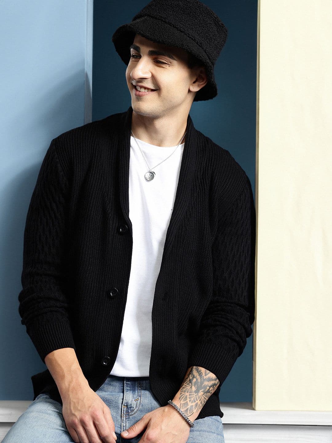 Mast & Harbour Men Cable Knit Cardigan - view 1