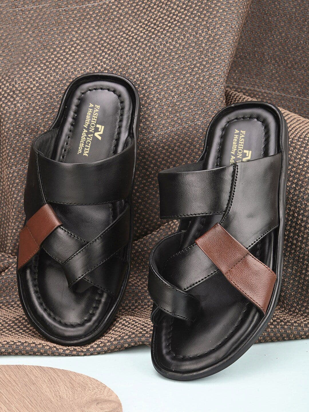 Fashion Victim Men Open One Toe Leather Comfort Sandals - view 1