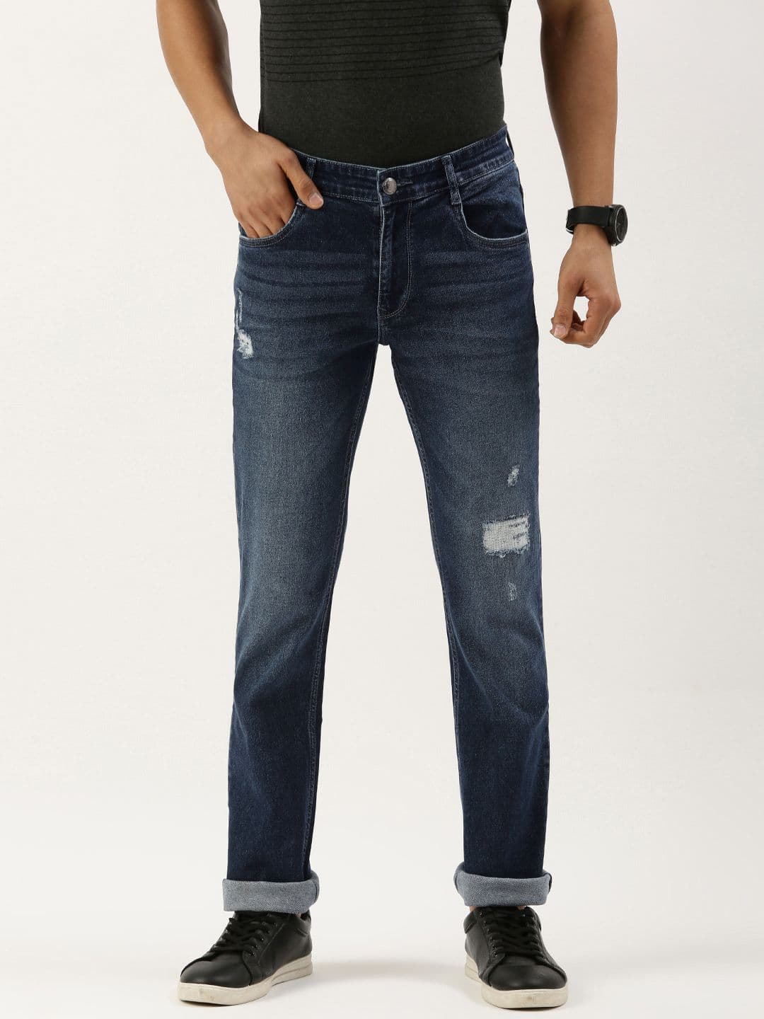 Parx Men Mid-Rise Tapered Fit Mildly Distressed Heavy Fade Stretchable Jeans - view 1