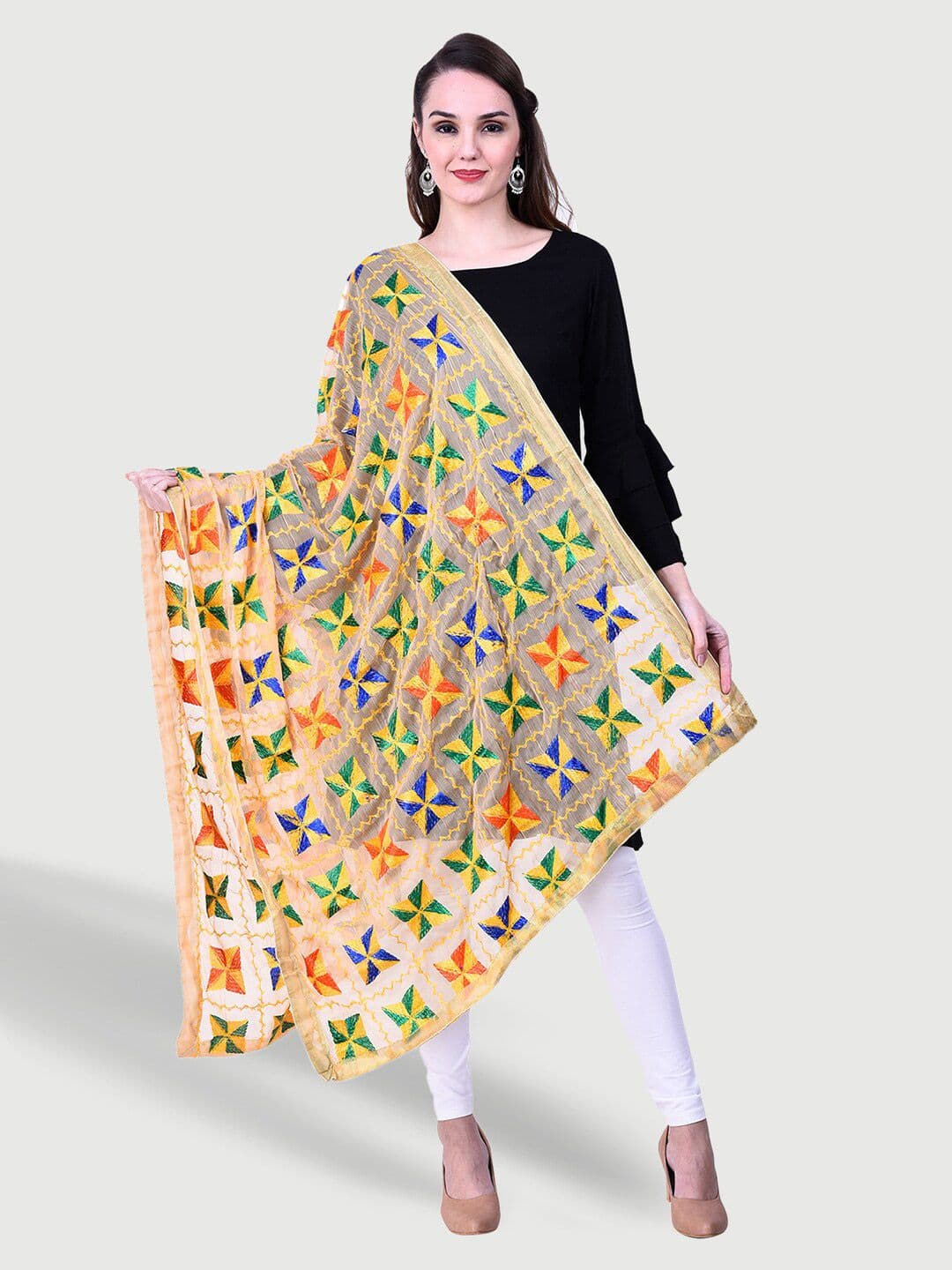 SWI Stylish Phulkari Embroidered Dupatta - view 1