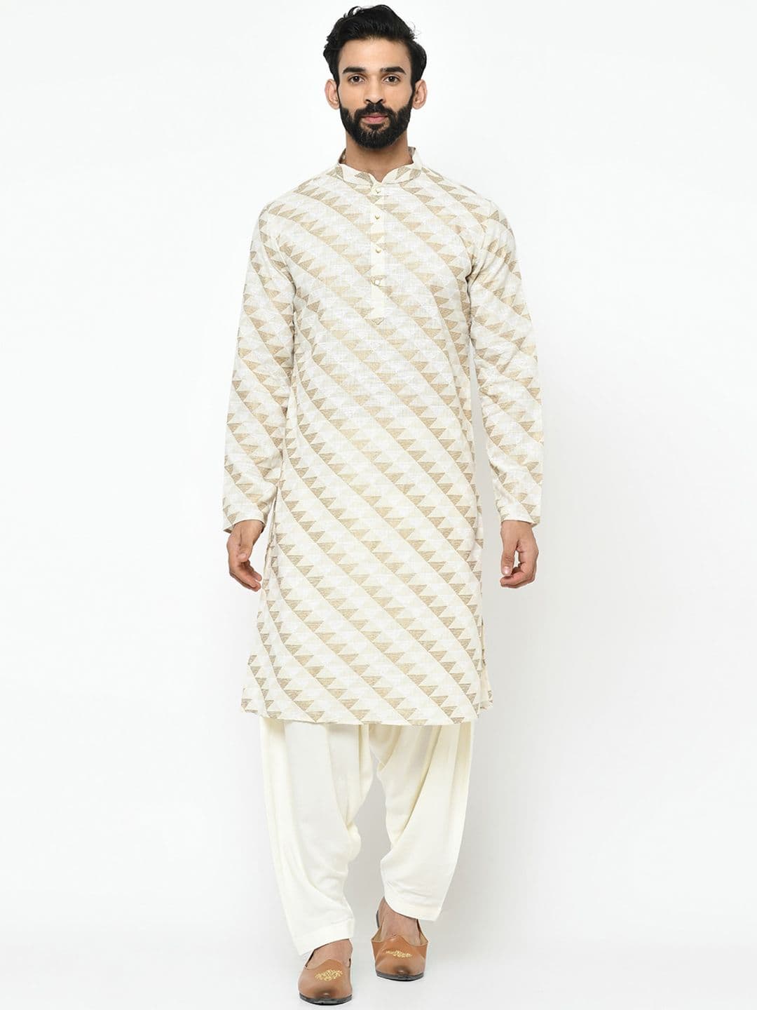 KISAH Men Geometric Printed Regular Fit Kurta - view 1