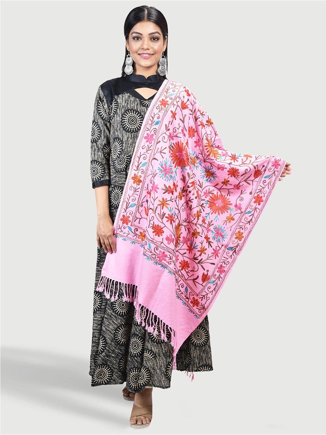 SWI Stylish Floral Embroidered Aari Work Shawl - view 1